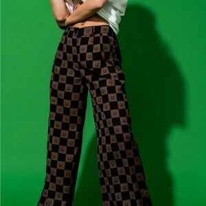 Dressed in LALA Smiley Checkered Wide Leg Pants